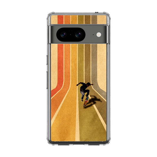 Vintage Skateboard On Colorful Stipe Runway Google Pixel 8 Case