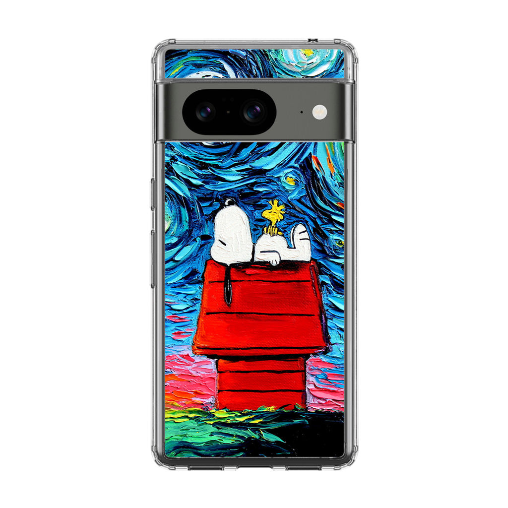 Dog Lying Under Starry Night Van Gogh Google Pixel 8 Case