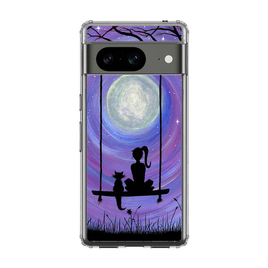 Girl Cat and Moon Google Pixel 8 Case