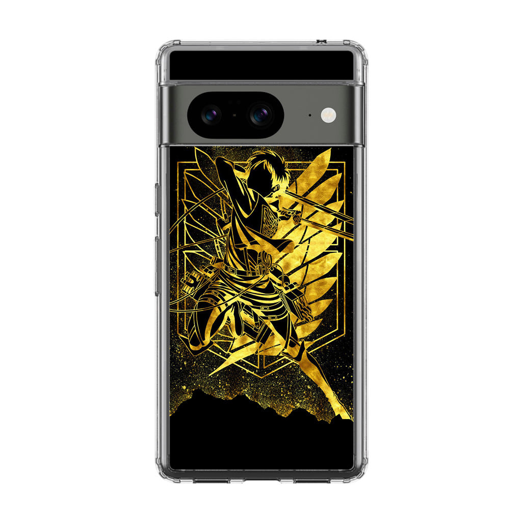 Eren Yeager Attack on Titan Gold Silhoutte Google Pixel 8 Case