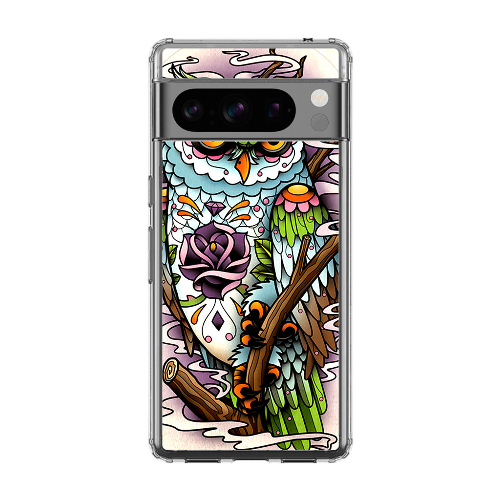 Sugar Skull Owl Tattoo Google Pixel 8 Pro Case