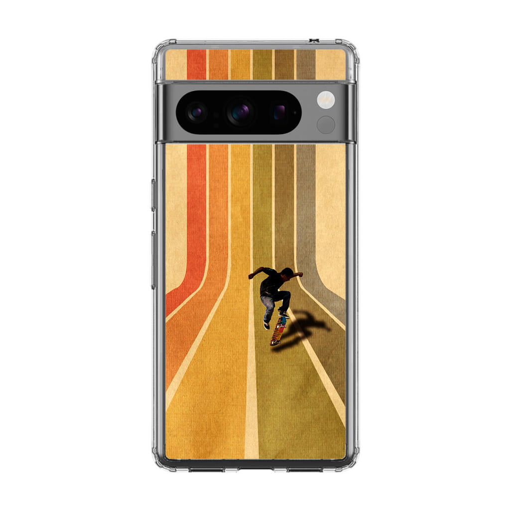 Vintage Skateboard On Colorful Stipe Runway Google Pixel 8 Pro Case