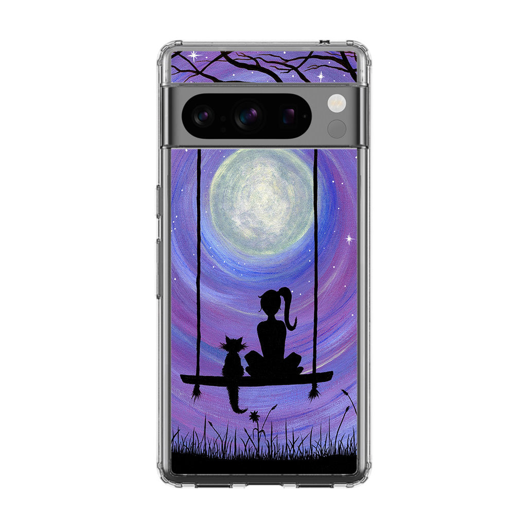 Girl Cat and Moon Google Pixel 8 Pro Case