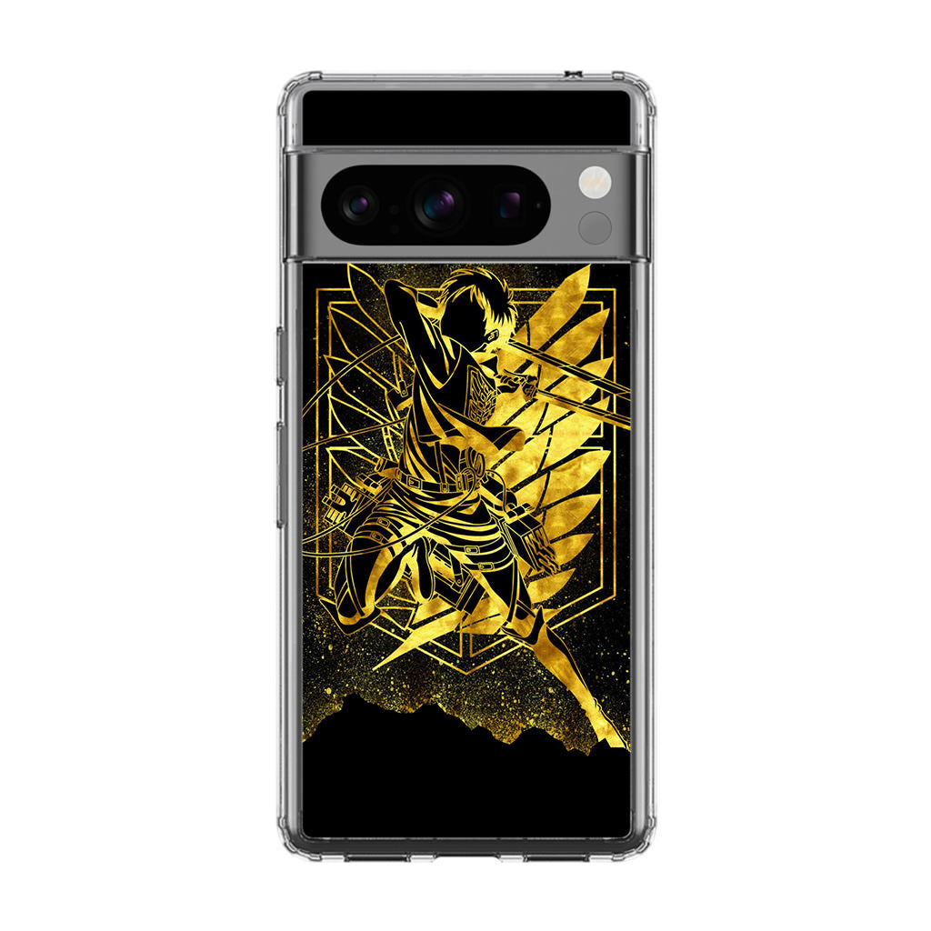 Eren Yeager Attack on Titan Gold Silhoutte Google Pixel 8 Pro Case