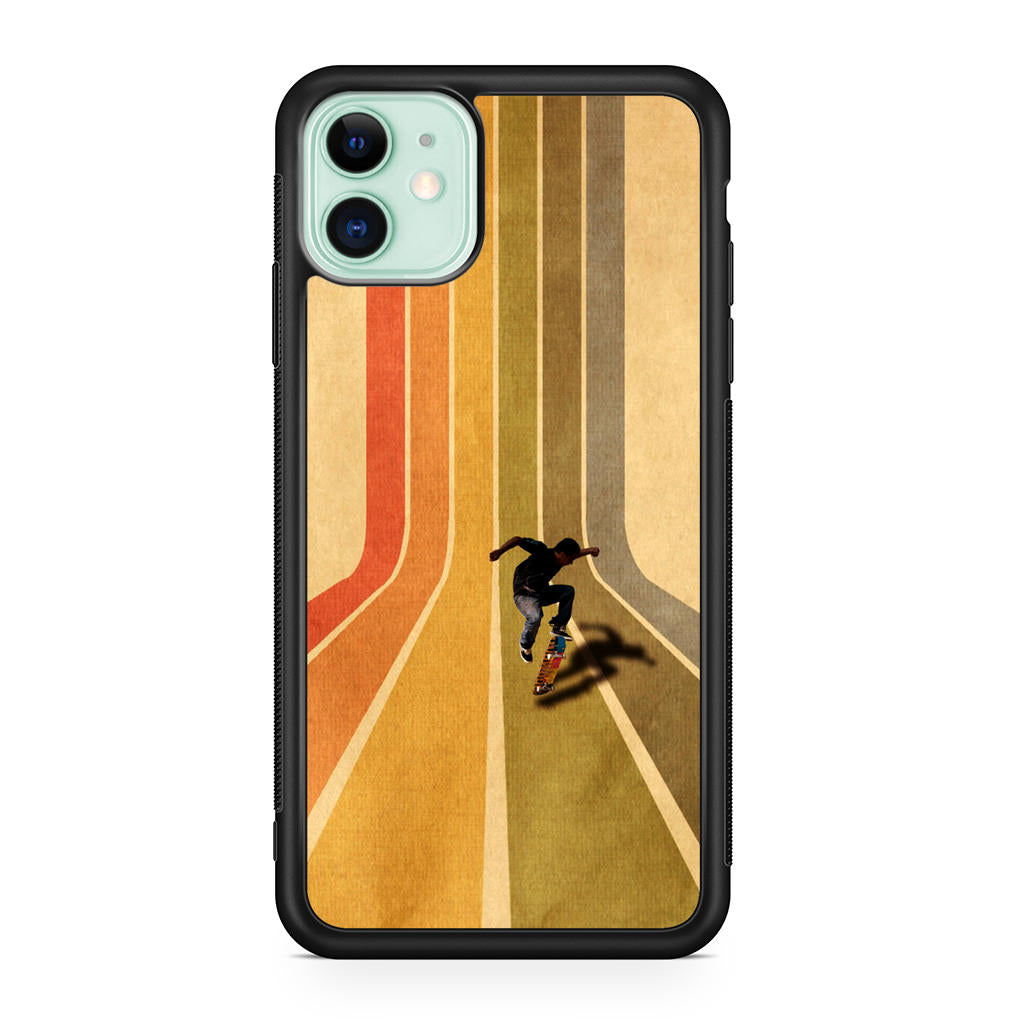 Vintage Skateboard On Colorful Stipe iPhone 11 Case
