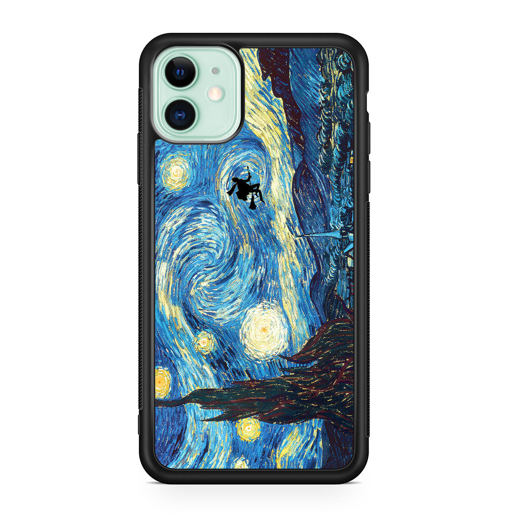 Witch Flying In Van Gogh Starry Night iPhone 12 Case