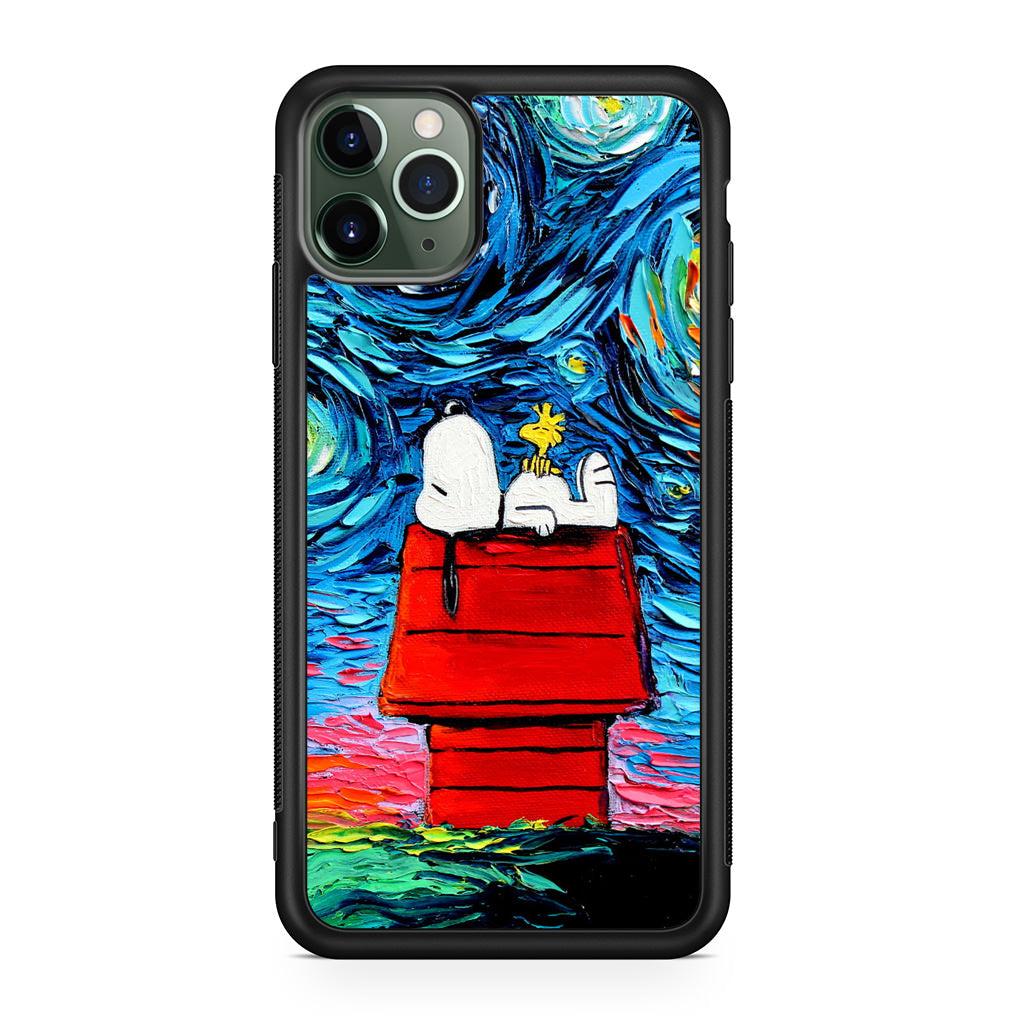 Dog Lying Under Starry Night Van Gogh iPhone 11 Pro Case