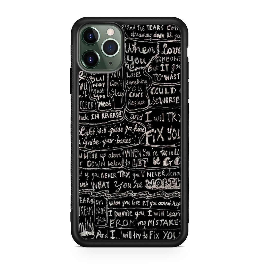 Fix You Lyrics iPhone 11 Pro Case