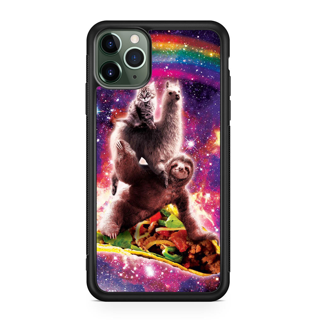 LLama Sloth And Cat Playing Together iPhone 11 Pro Max Case