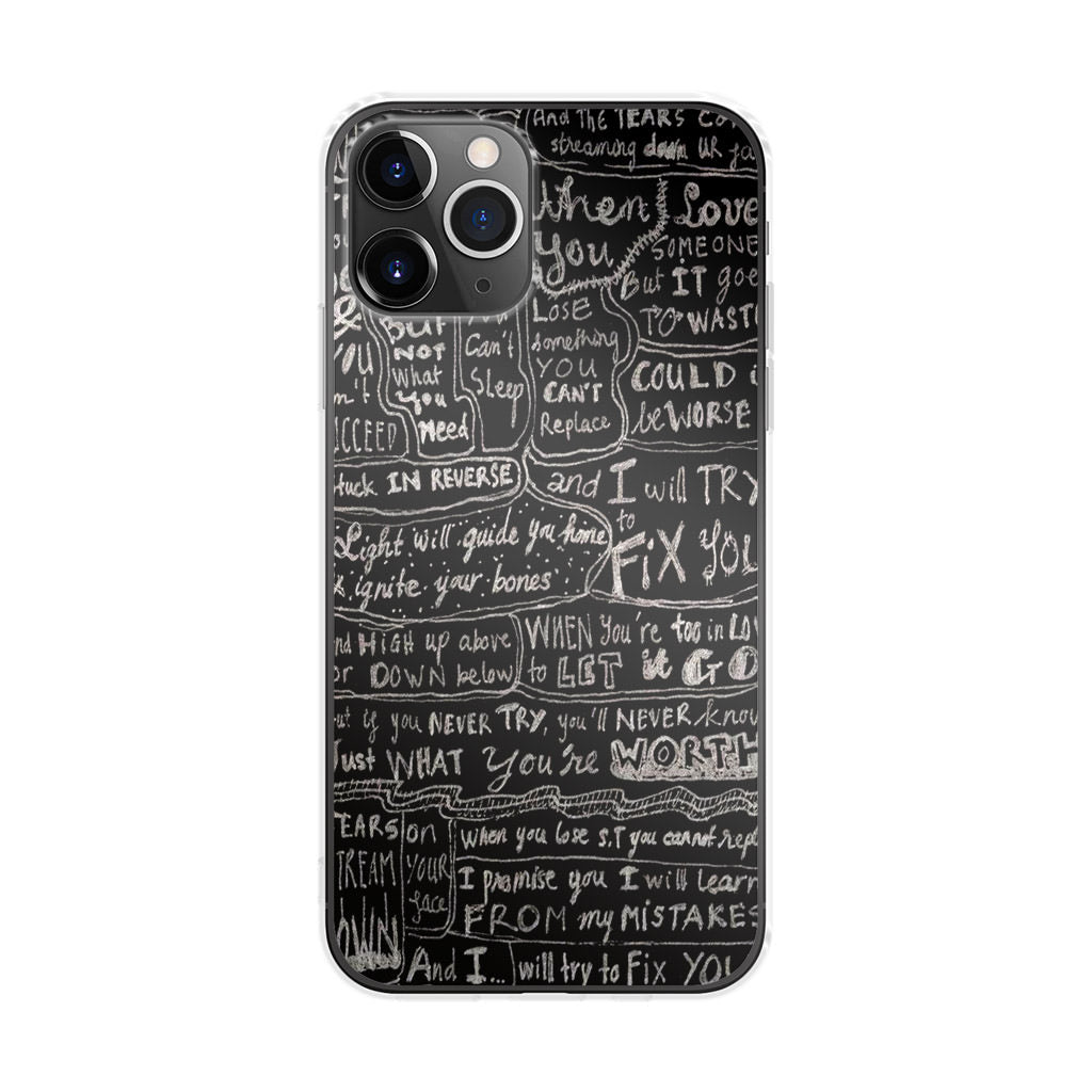Fix You Lyrics iPhone 11 Pro Case