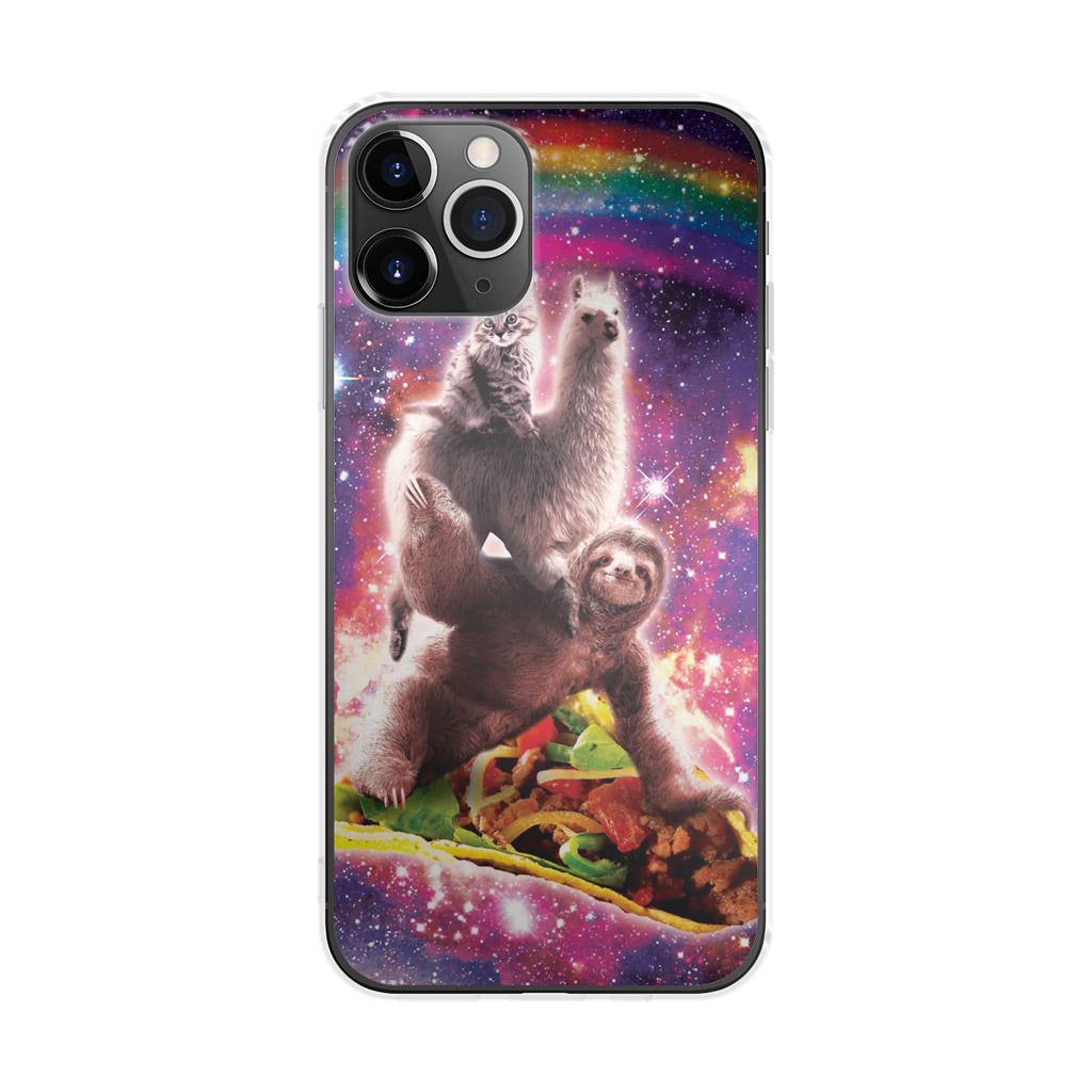 LLama Sloth And Cat Playing Together iPhone 11 Pro Case