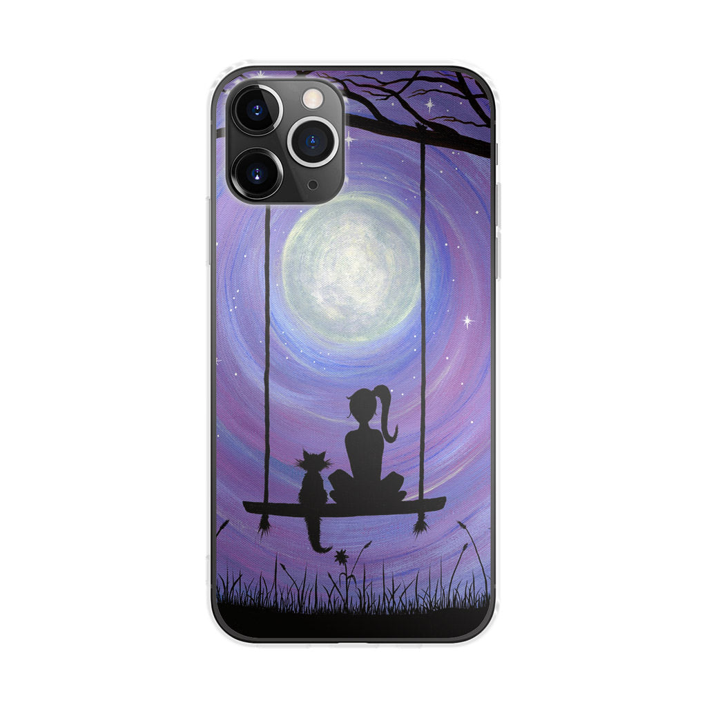 Girl Cat and Moon iPhone 11 Pro Case