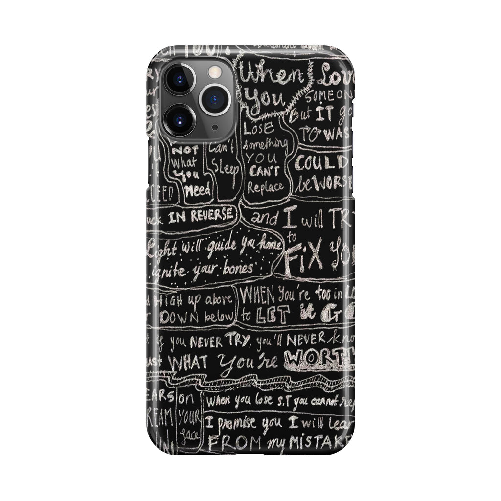 Fix You Lyrics iPhone 11 Pro Case