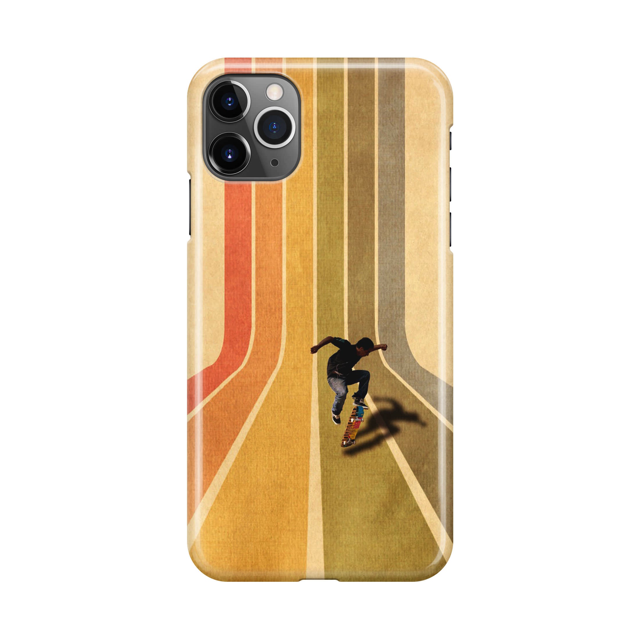 Vintage Skateboard On Colorful Stipe iPhone 11 Pro Case