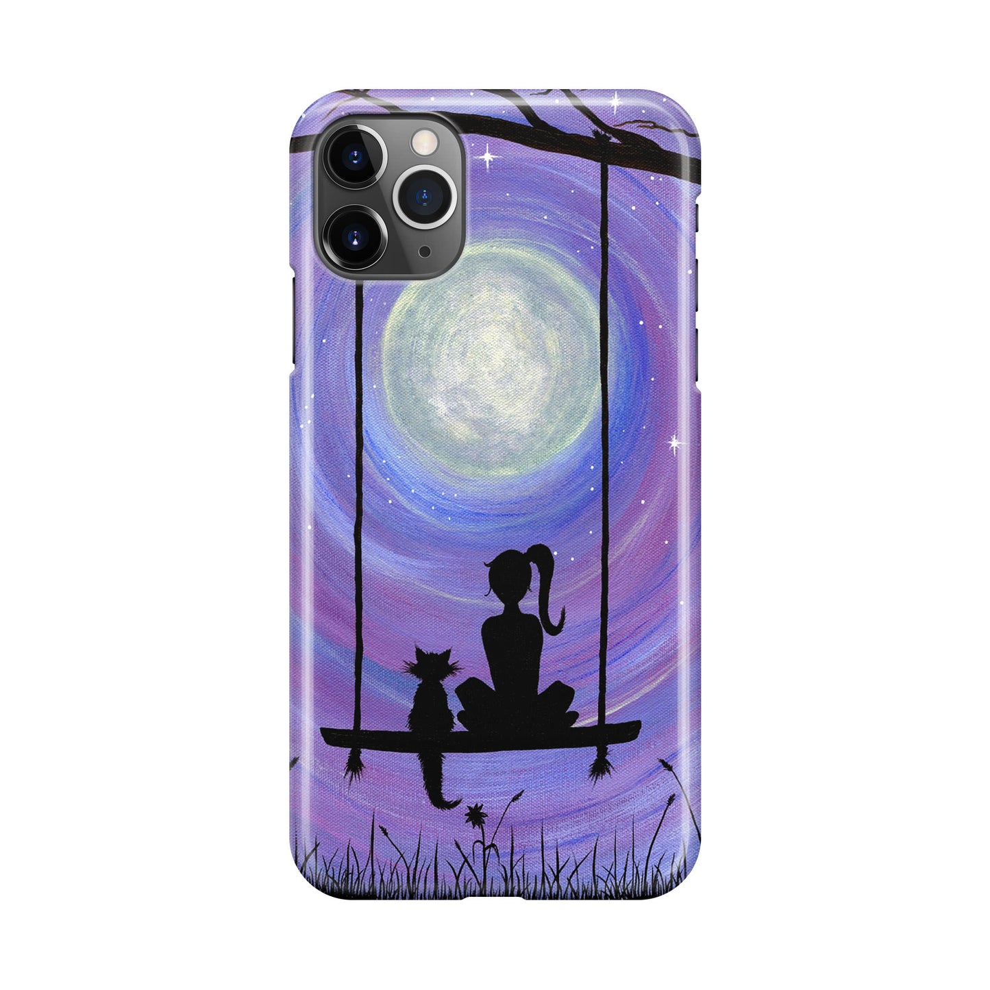 Girl Cat and Moon iPhone 11 Pro Case
