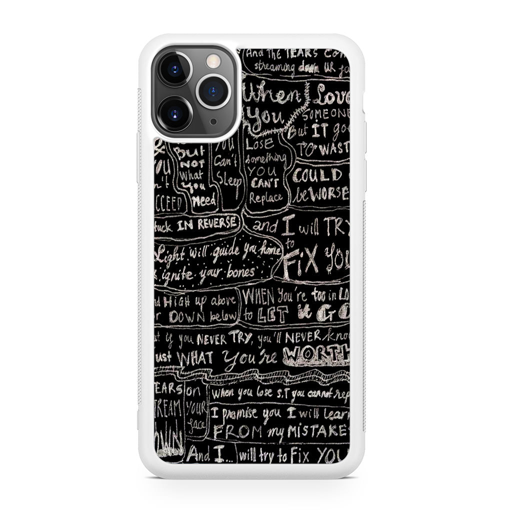 Fix You Lyrics iPhone 11 Pro Max Case