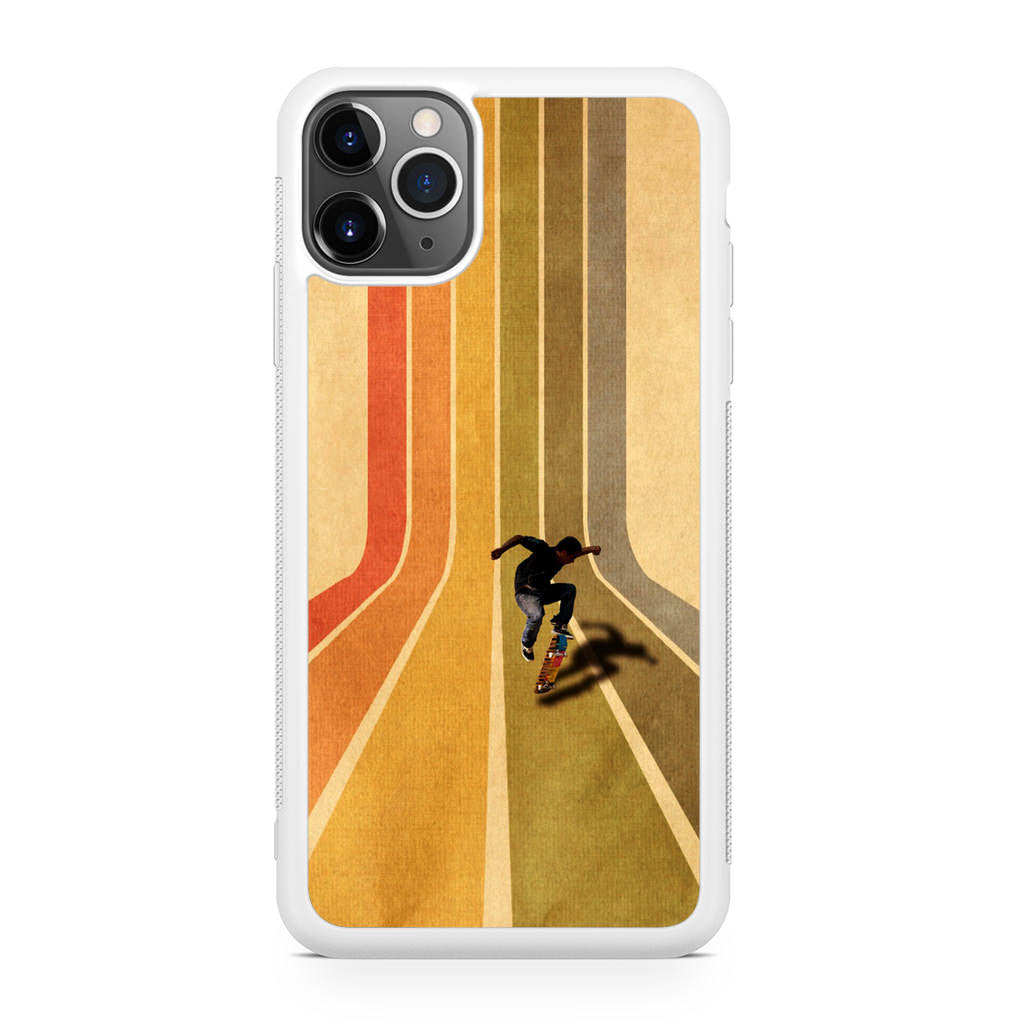 Vintage Skateboard On Colorful Stipe iPhone 11 Pro Case