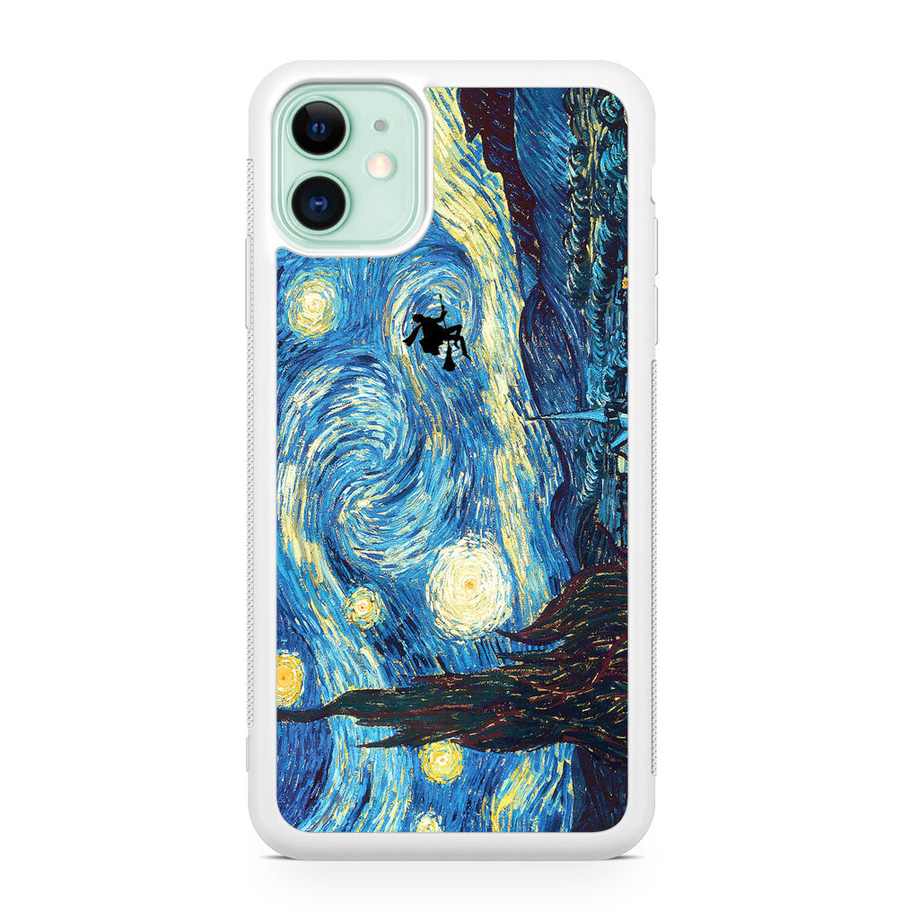 Witch Flying In Van Gogh Starry Night iPhone 11 Case