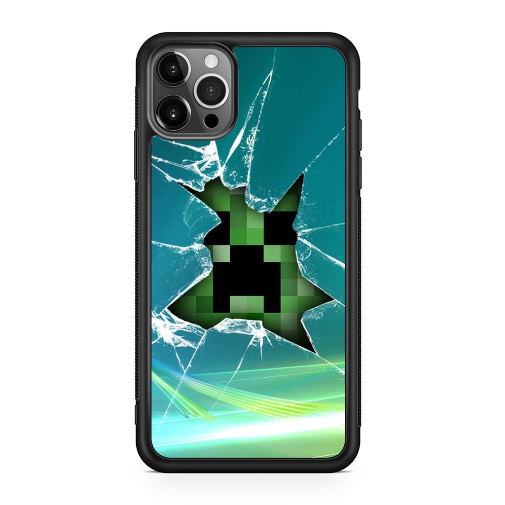 Creeper Glass Broken Green iPhone 12 Pro Max Case