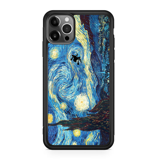 Witch Flying In Van Gogh Starry Night iPhone 12 Pro Case