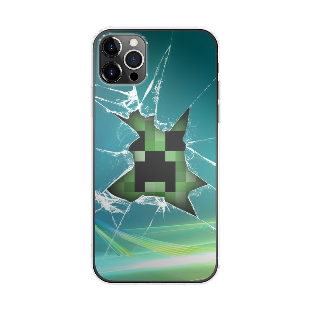 Creeper Glass Broken Green iPhone 12 Pro Max Case