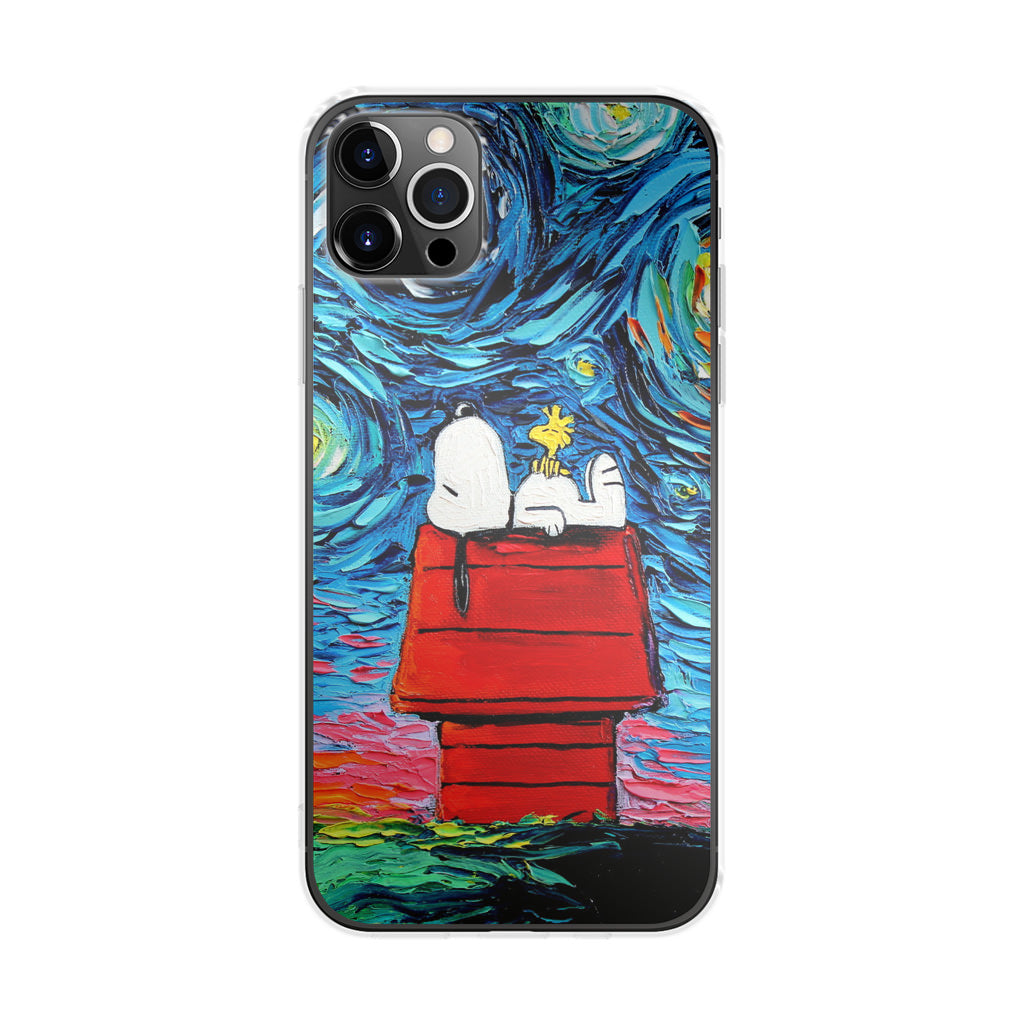 Dog Lying Under Starry Night Van Gogh iPhone 12 Pro Max Case