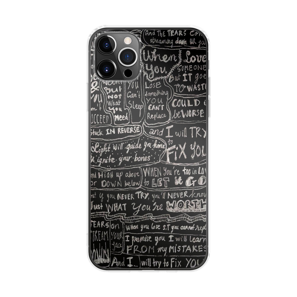 Fix You Lyrics iPhone 12 Pro Max Case