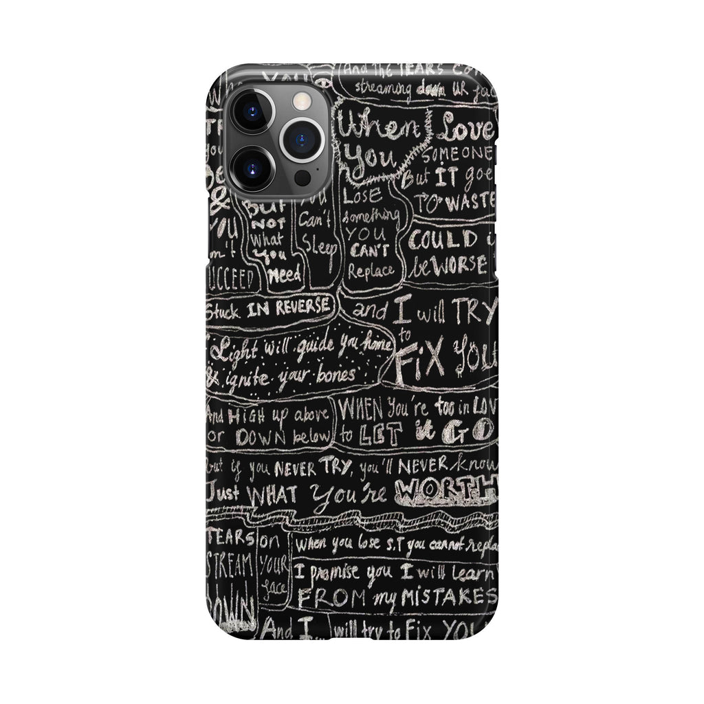 Fix You Lyrics iPhone 12 Pro Max Case