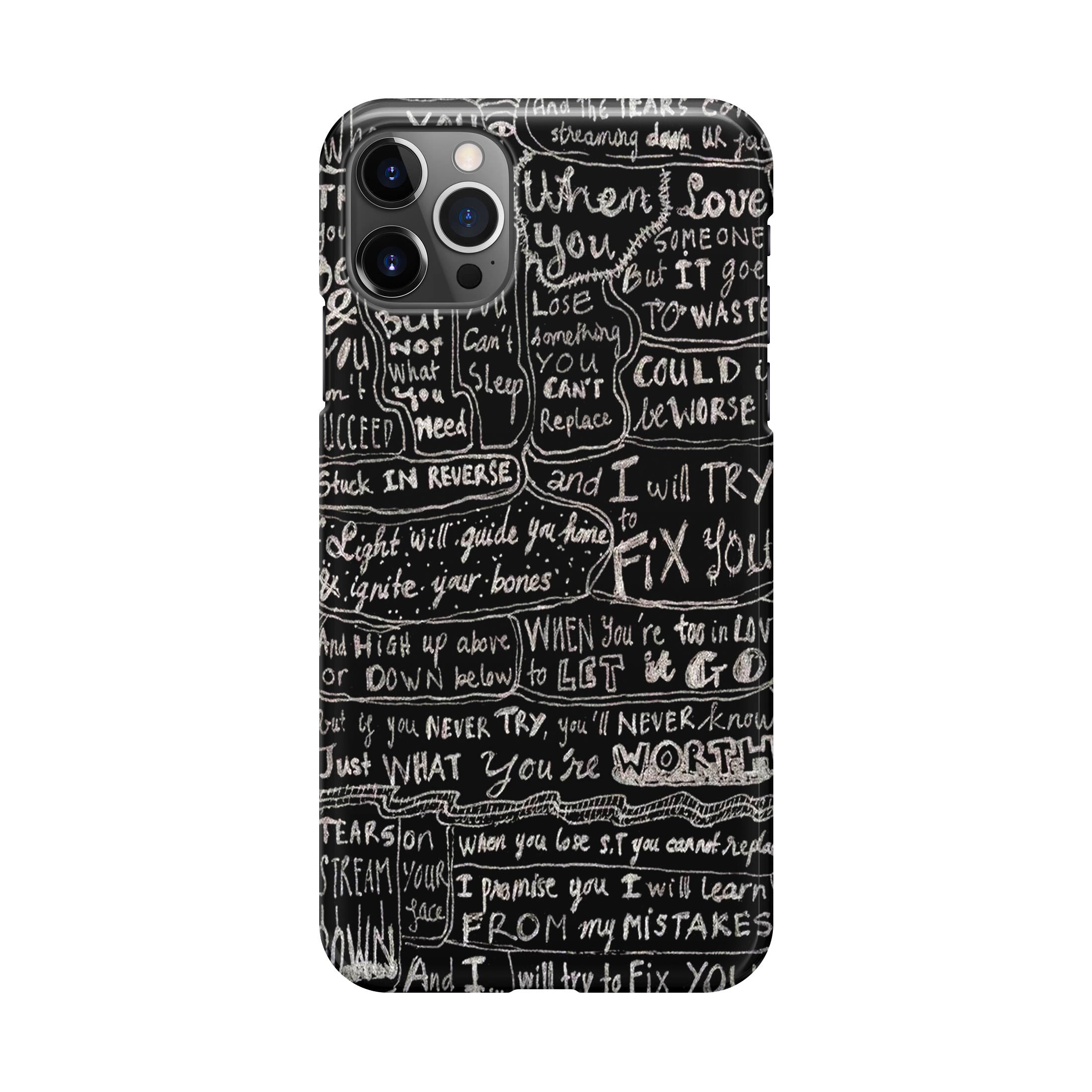 Fix You Lyrics iPhone 12 Pro Max Case