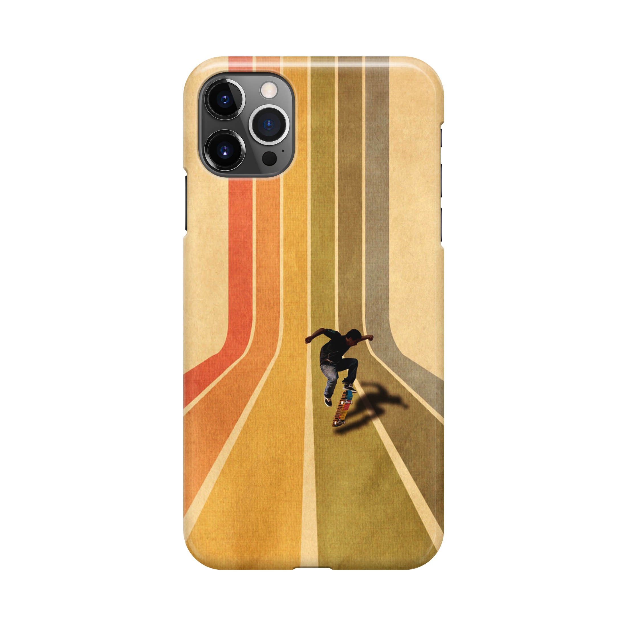 Vintage Skateboard On Colorful Stipe iPhone 12 Pro Max Case
