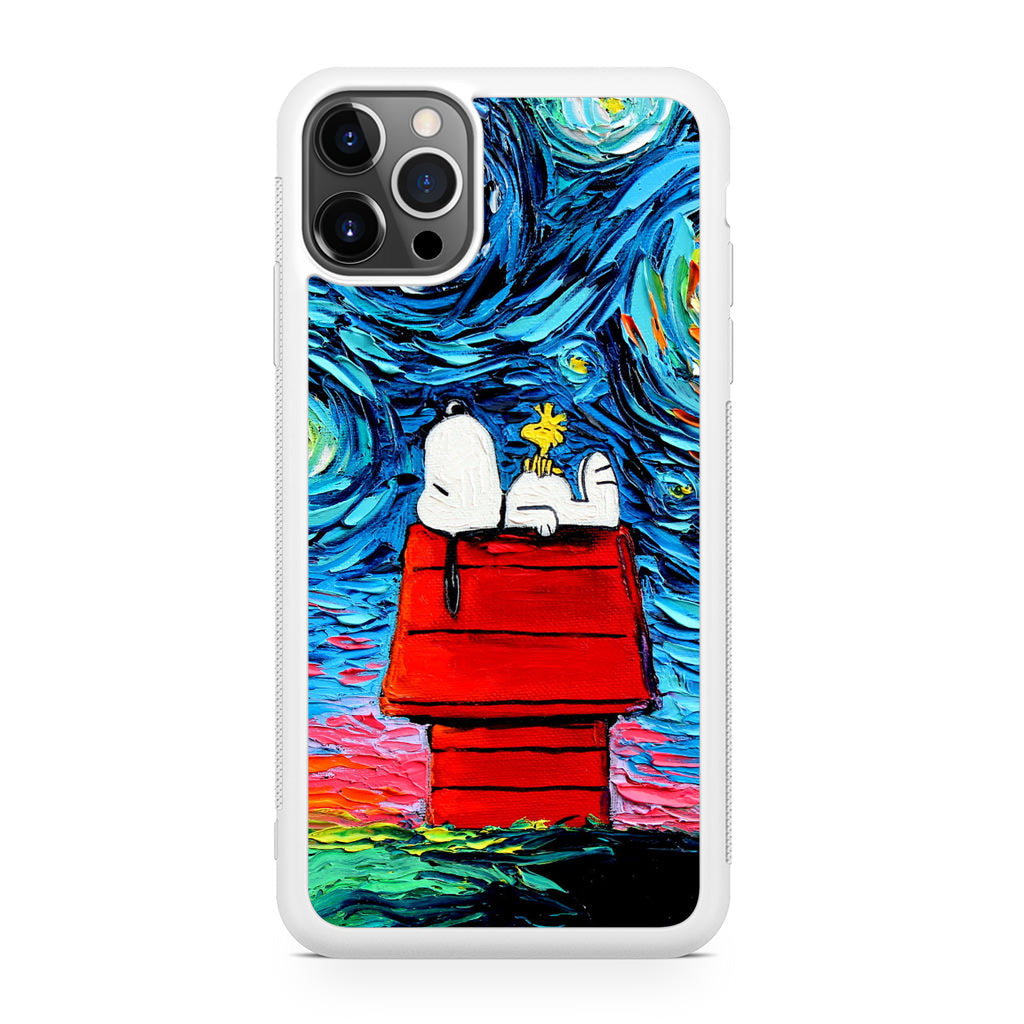 Dog Lying Under Starry Night Van Gogh iPhone 12 Pro Max Case