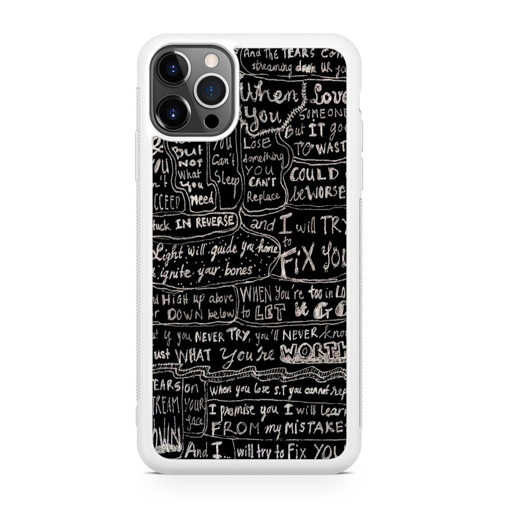 Fix You Lyrics iPhone 12 Pro Max Case