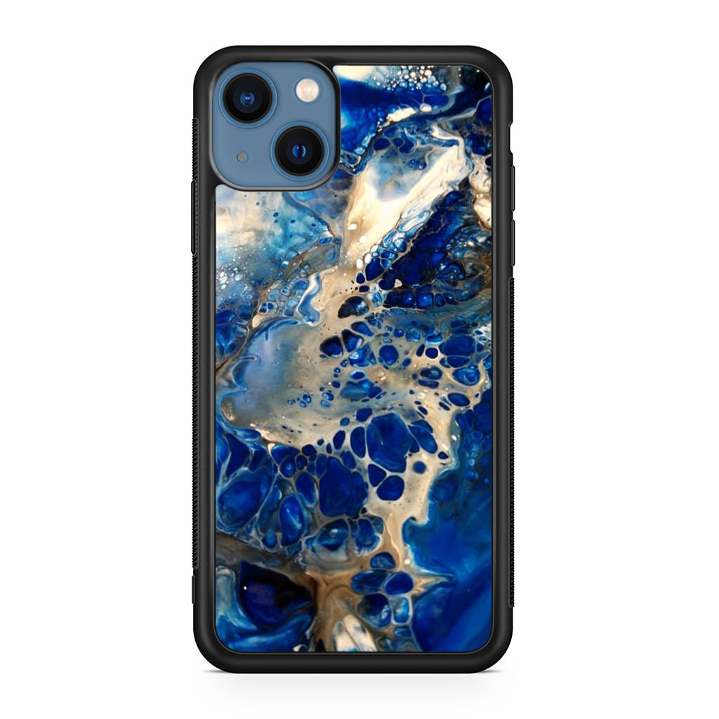 Abstract Golden Blue Paint Art iPhone 13 / 13 mini Case