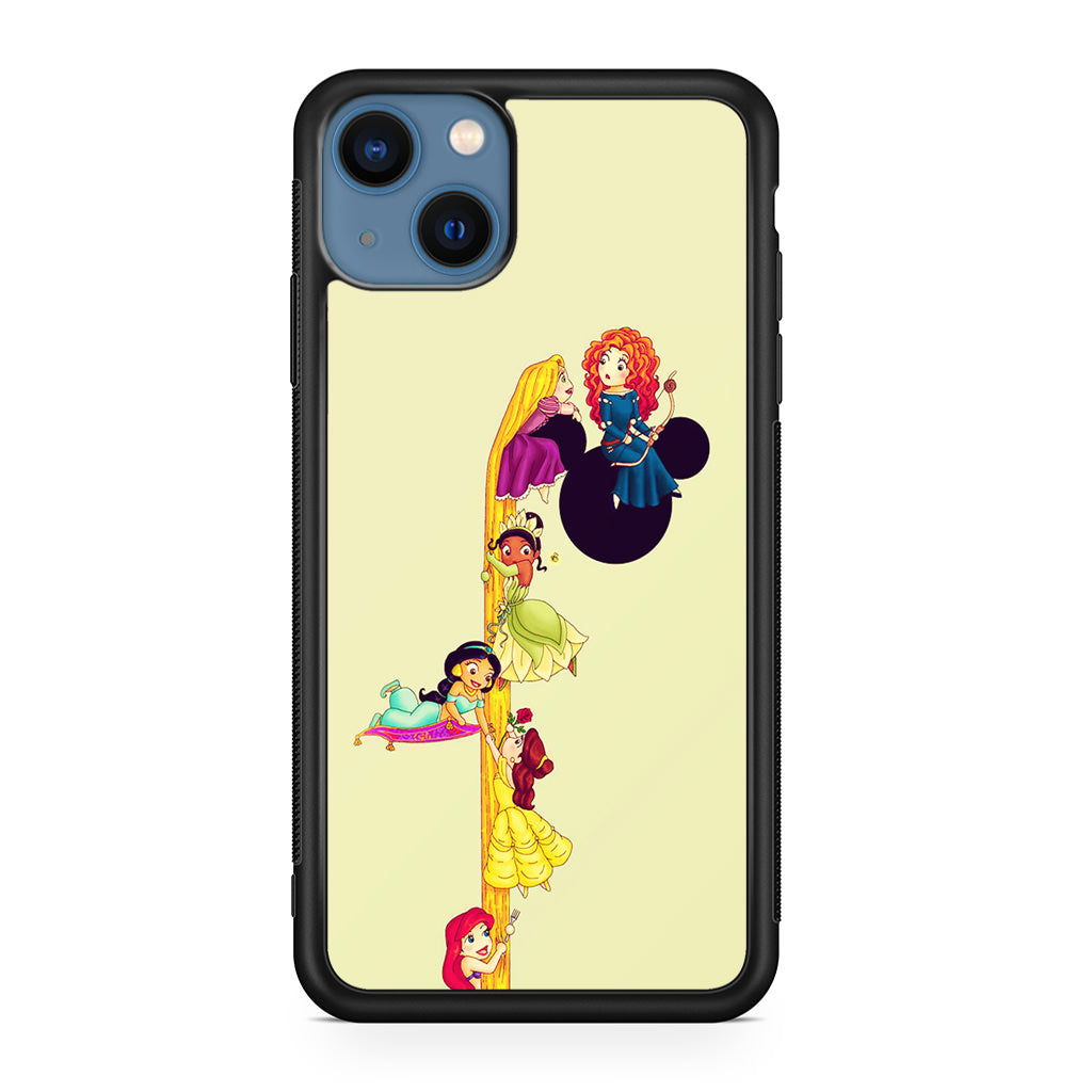 Princesses Climbing Rapunzel's Hair iPhone 13 / 13 mini Case
