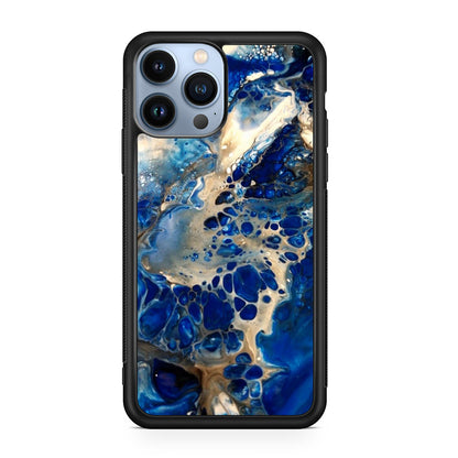 Abstract Golden Blue Paint Art iPhone 13 Pro / 13 Pro Max Case