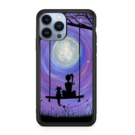 Girl Cat and Moon iPhone 13 Pro / 13 Pro Max Case