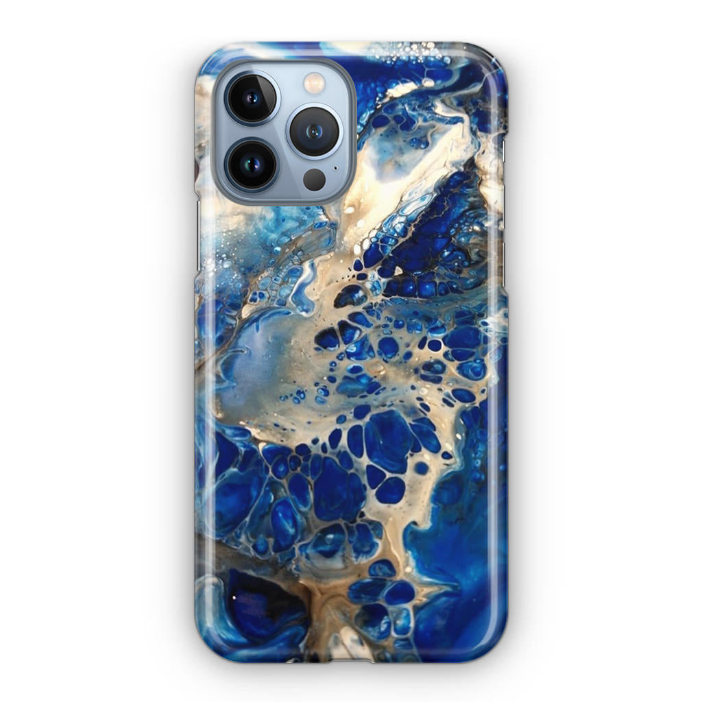 Abstract Golden Blue Paint Art iPhone 13 Pro / 13 Pro Max Case