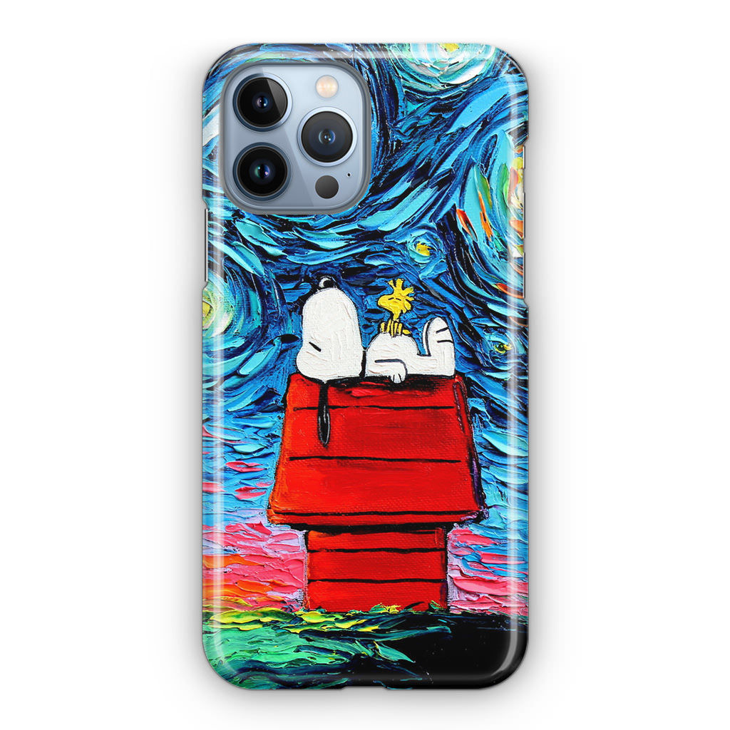 Dog Lying Under Starry Night Van Gogh iPhone 13 Pro / 13 Pro Max Case
