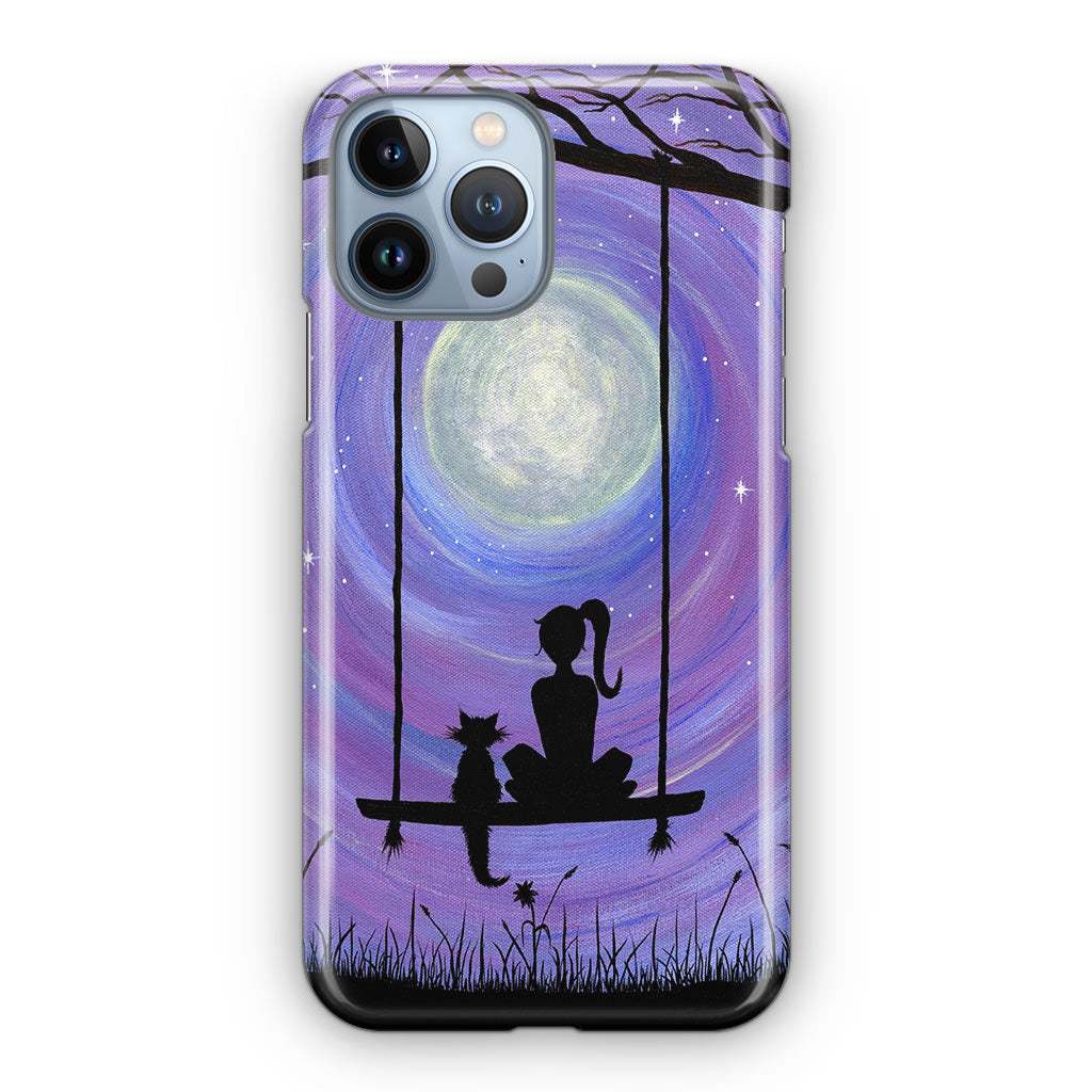 Girl Cat and Moon iPhone 13 Pro / 13 Pro Max Case