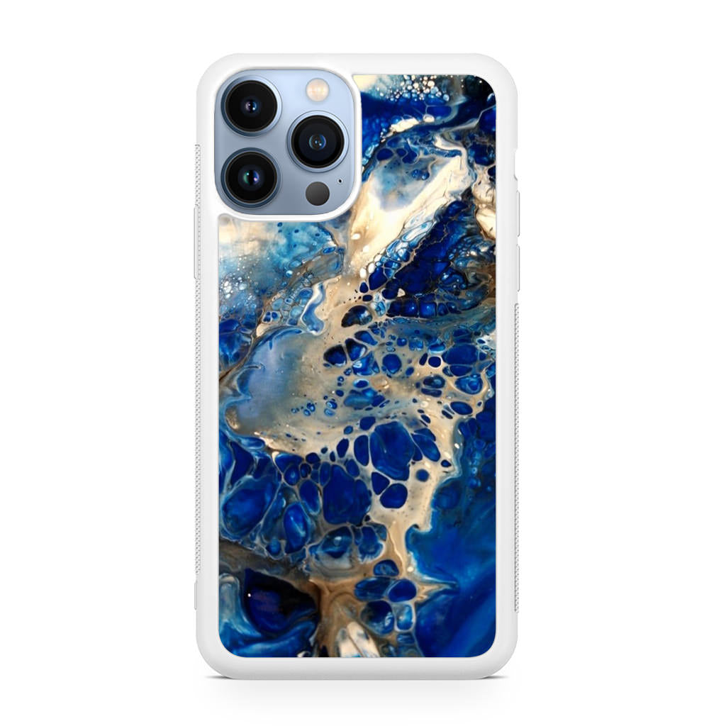 Abstract Golden Blue Paint Art iPhone 13 Pro / 13 Pro Max Case