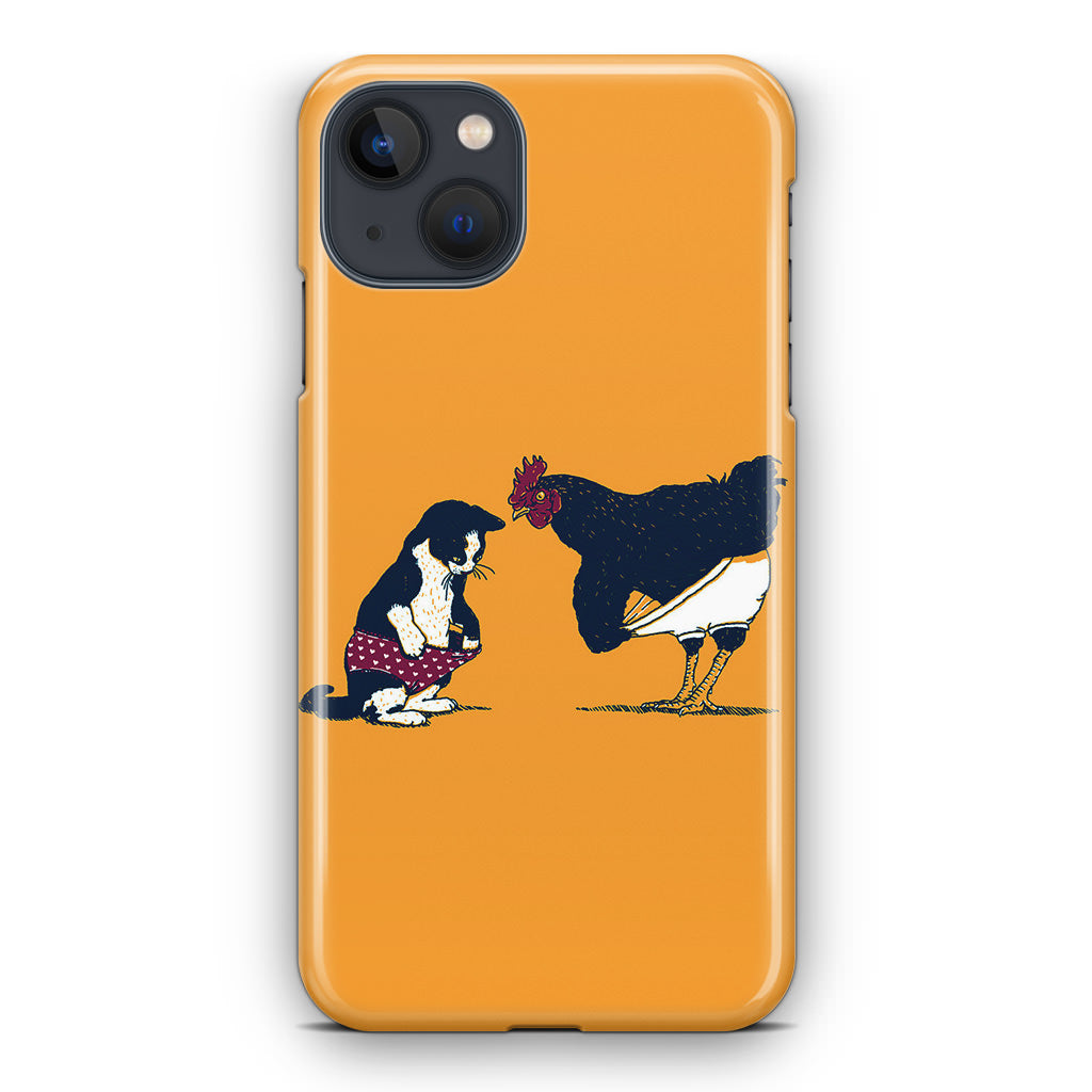 Cat Chicken Yellow Underwear Cute iPhone 13 / 13 mini Case