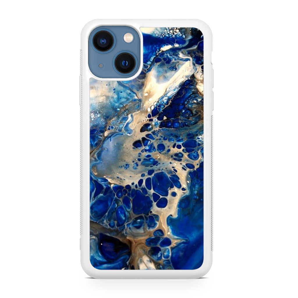 Abstract Golden Blue Paint Art iPhone 13 / 13 mini Case