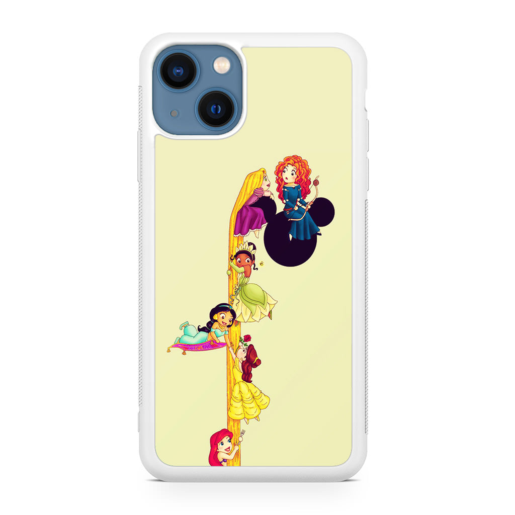 Princesses Climbing Rapunzel's Hair iPhone 13 / 13 mini Case