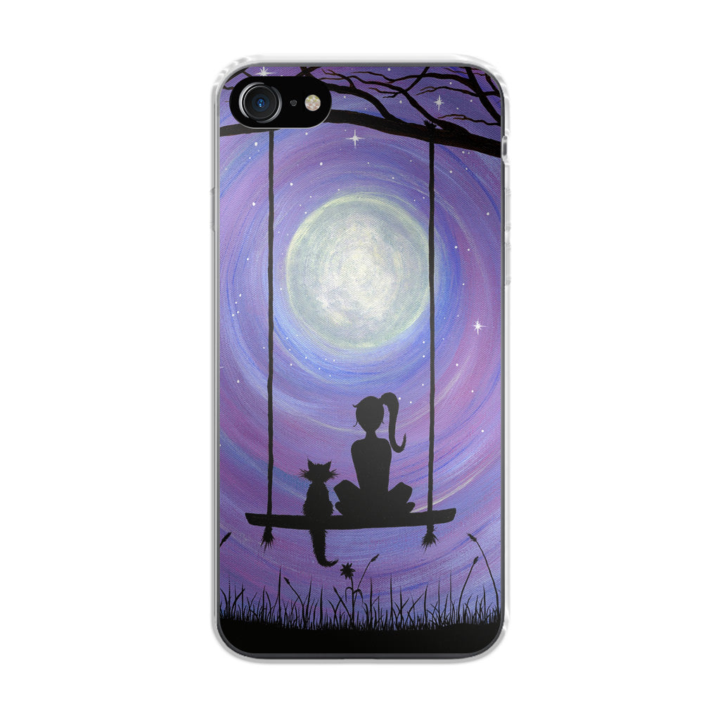 Girl Cat and Moon iPhone 7 Case
