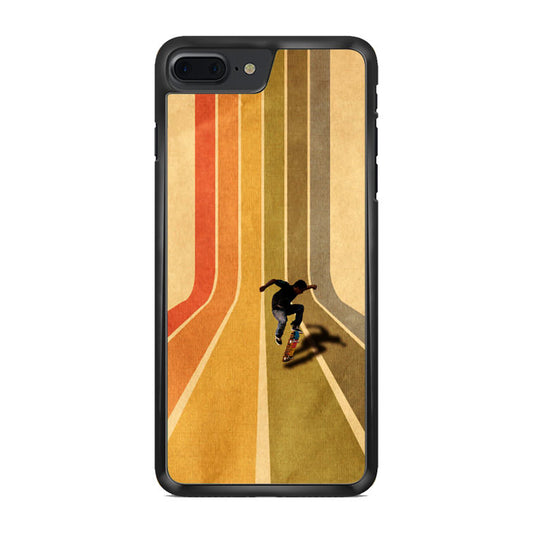 Vintage Skateboard On Colorful Stipe iPhone 8 Plus Case