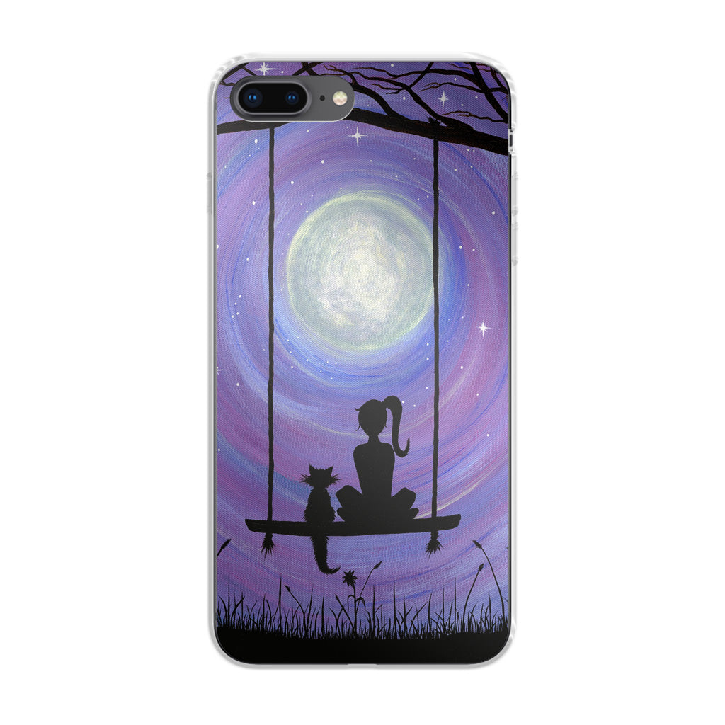 Girl Cat and Moon iPhone 8 Plus Case