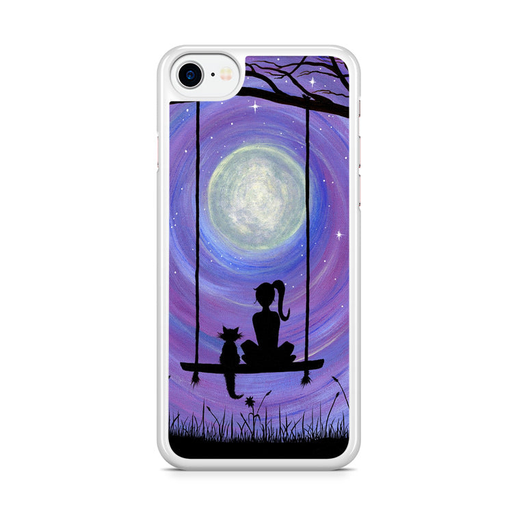 Girl Cat and Moon iPhone 7 Case