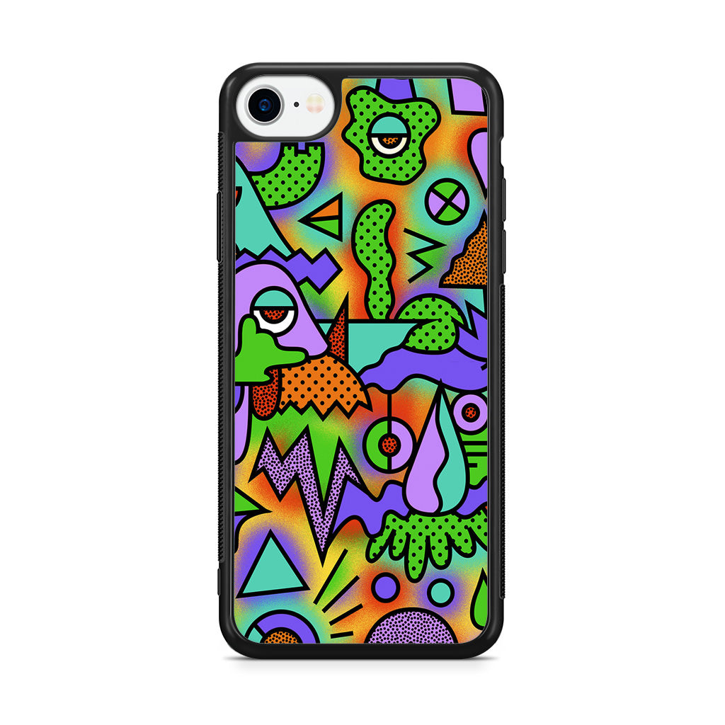Abstract Colorful Doodle Art iPhone SE 3rd Gen 2022 Case