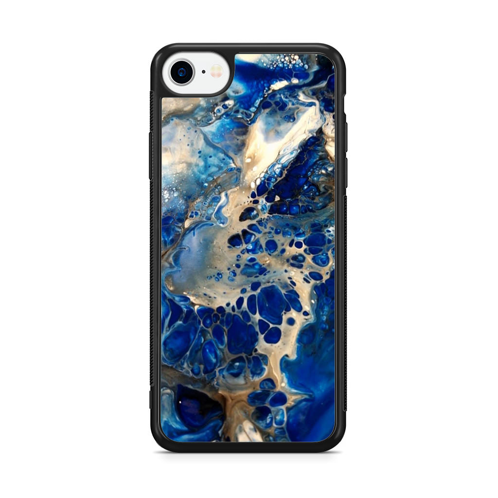 Abstract Golden Blue Paint Art iPhone SE 3rd Gen 2022 Case