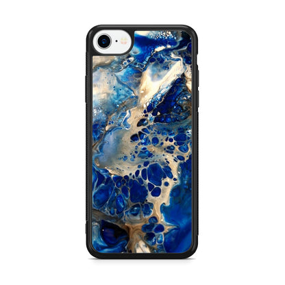 Abstract Golden Blue Paint Art iPhone SE 3rd Gen 2022 Case